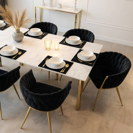 Scaun dining Bianca, negru, catifea [2]