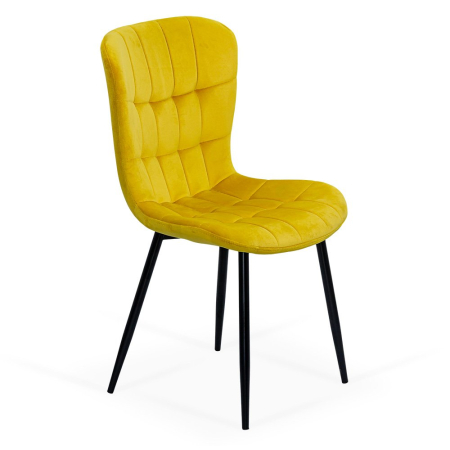 Scaune de dining - Scaun dining Dalia, galben, catifea