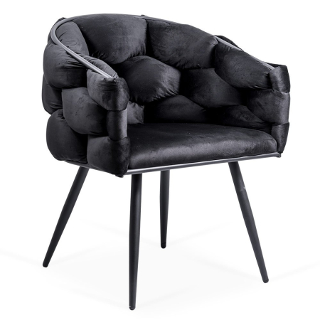 Scaune de dining - Scaun dining Daphne, negru, catifea