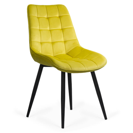 Scaune de dining - Scaun dining Elena, galben, catifea