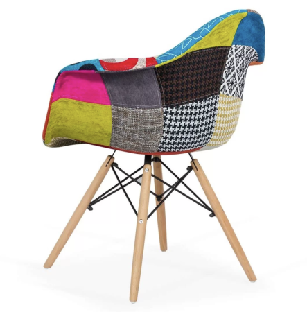 Scaun dining GAIA, tapiterie Patchwork, picioare din lemn, Multicolor [2]