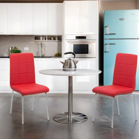 Scaun dining Hera, rosu, piele ecologica [2]