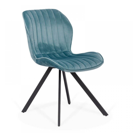 Scaune de dining - Scaun dining Iris, turcoaz, catifea