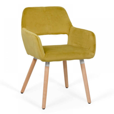 Scaune de dining - Scaun dining Iunia 184, galben, catifea
