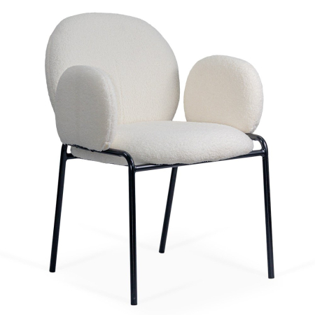 Scaune de dining - Scaun dining Juno, crem, boucle