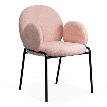 Scaune de dining - Scaun dining Juno, roz, boucle