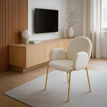 Scaun dining Kora, crem, boucle [1]