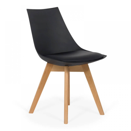 Scaune de bucatarie - Scaun dining Luna, negru, piele ecologica