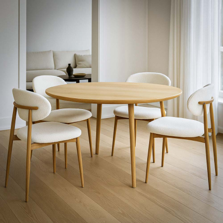 Scaun dining Lyra, crem, boucle [1]