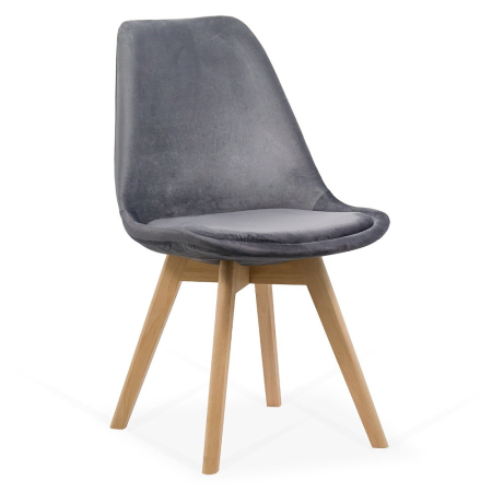 Scaune de dining - Scaun dining Maya, gri, catifea