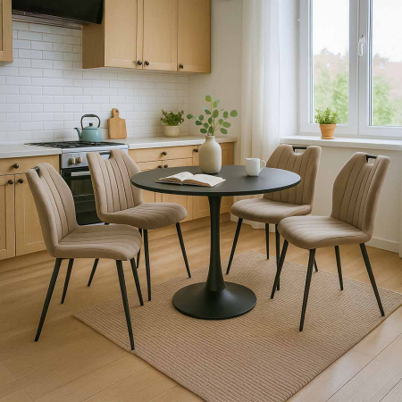 Scaun dining Mira, bej, catifea [1]