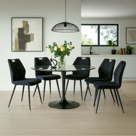 Scaun dining Mira, negru, catifea [1]