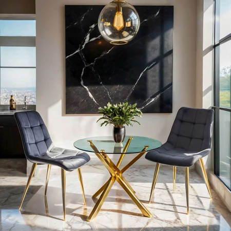 Scaun dining Noa, gri, catifea [1]