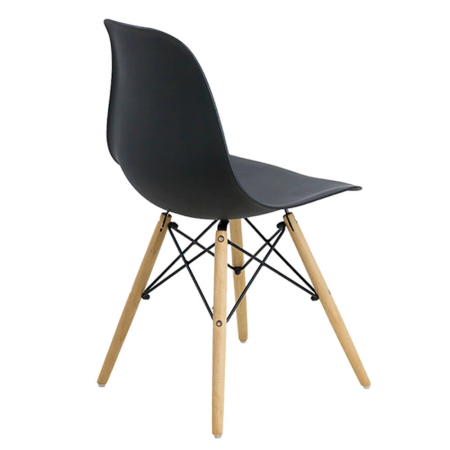 Scaun dining RAISA, plastic ABS, picioare din lemn de fag, Negru [1]