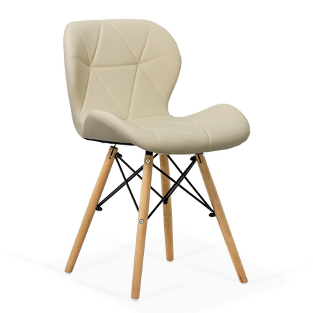 Scaune de dining - Scaun dining Uma, crem, piele ecologica