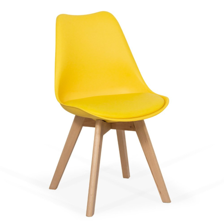 Scaune de bucatarie - Scaun dining Yara, galben, piele ecologica