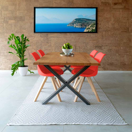 Scaun dining Yara, rosu, piele ecologica [1]