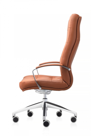 Scaun directorial ATLAS CHROME piele naturala, Maro deschis [2]