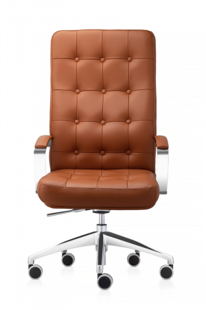 Scaune directoriale - Scaun directorial ATLAS CHROME piele naturala, Maro deschis