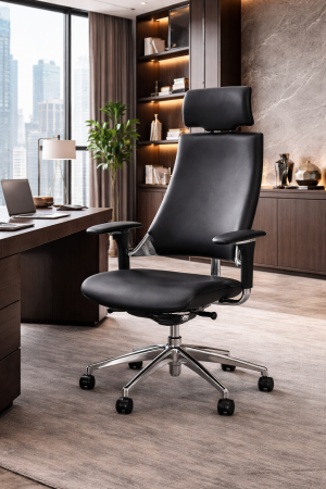 Scaun directorial CEO, Brun inchis piele naturala [5]