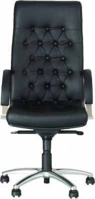 Scaun directorial CHEF LUX STEEL CHROME, Negru piele naturala [1]
