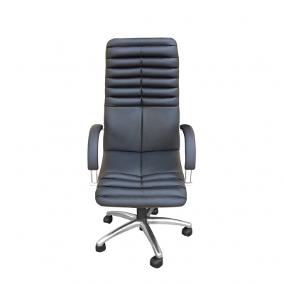 Scaun directorial GALATA STEEL CHROME, Negru piele naturala [1]