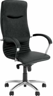 Scaune directoriale - Scaun directorial IDEA STEEL CHROME, Negru piele naturala