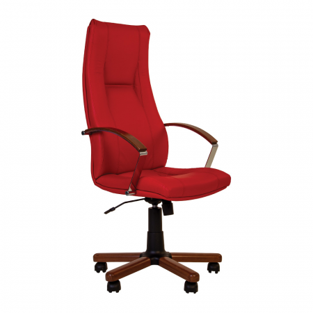 Scaune directoriale - Scaun directorial KINS WOOD, Rosu piele naturala