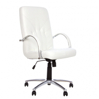 Scaune directoriale - Scaun directorial MAVIS STEEL CHROME, Alb piele ecologica