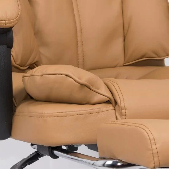 Scaun directorial ROLLS cu extensie picioare, piele ecologica, Bej [3]
