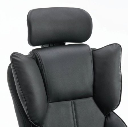 Scaun directorial ROLLS cu extensie picioare, piele ecologica, Negru [2]