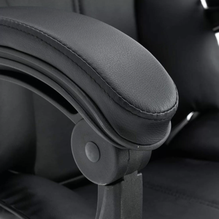 Scaun directorial ROLLS cu extensie picioare, piele ecologica, Negru [7]