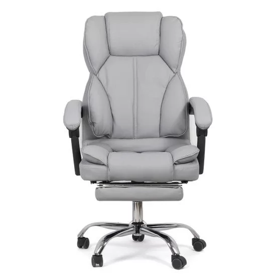 Scaun directorial ROLLS cu extensie picioare, piele ecologica, Gri [3]