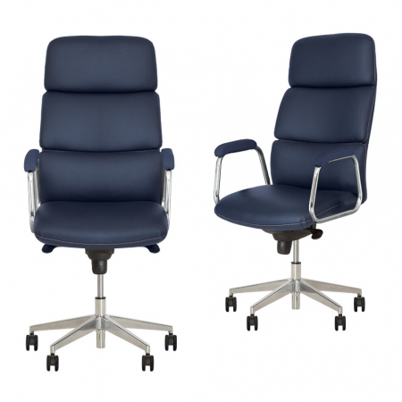 Scaune de birou - Set 2 scaune directoriale VEGAS, Albastru, piele ecologica
