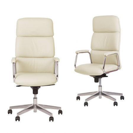 Scaune de birou - Set 2 scaune directoriale VEGAS, Crem, piele ecologica