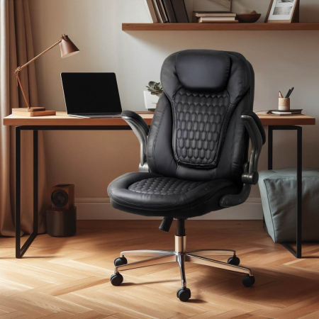 Scaun directorial Zenith 106, negru, piele ecologica [2]