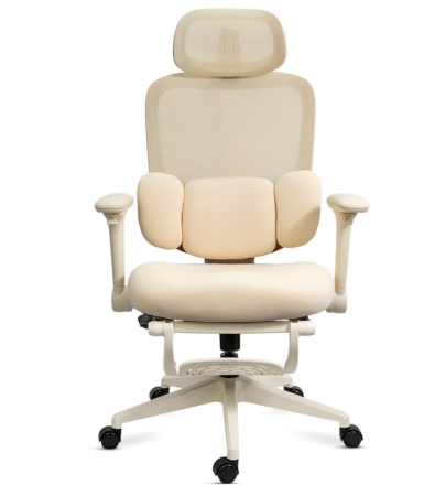 Scaun ergonomic din mesh cu suport lombar reglabil și spătar rabatabil TAG, Crem [1]
