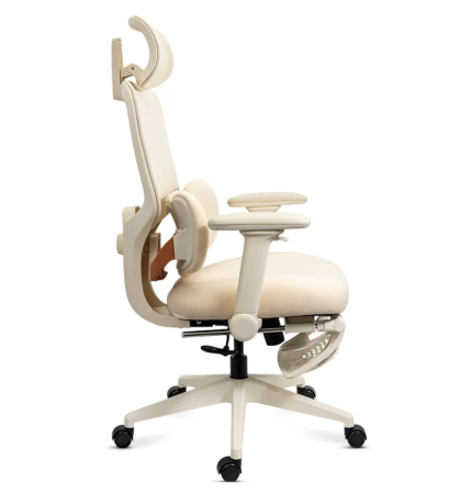 Scaun ergonomic din mesh cu suport lombar reglabil și spătar rabatabil TAG, Crem [2]