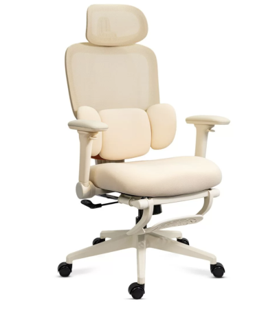 Scaune directoriale - Scaun ergonomic din mesh cu suport lombar reglabil și spătar rabatabil TAG, Crem