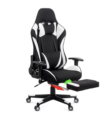 Scaun gaming PHANTOM, cotiere reglabile, suport lombar, Piele ecologica, Alb [7]