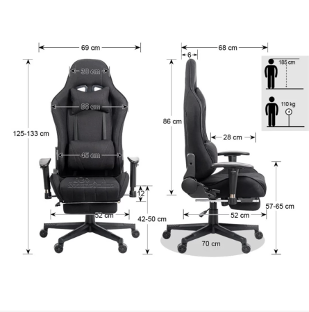 Scaun gaming PHANTOM, cotiere reglabile, suport lombar, Piele ecologica, Alb [5]
