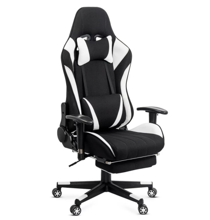 Scaune de birou - Scaun gaming PHANTOM, cotiere reglabile, suport lombar, Piele ecologica, Alb