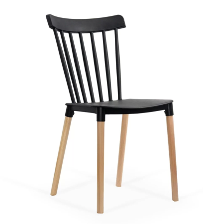Scaune de vizitator - Scaun terasa NORDIC, design scandinav, cadru din lemn, PP, Negru