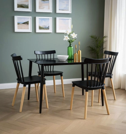 Scaun terasa NORDIC, design scandinav, cadru din lemn, PP, Negru [1]
