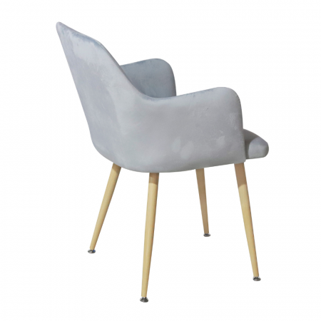Scaun tip fotoliu dining/bucatarie GEMA, Catifea, Gri deschis [3]