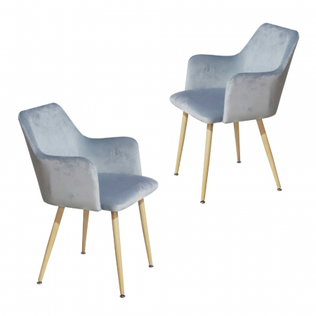 Scaun tip fotoliu dining/bucatarie GEMA, Catifea, Gri deschis [5]