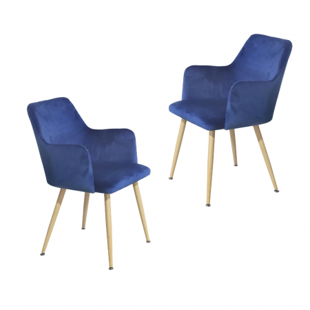 Scaun tip fotoliu dining/bucatarie GEMA, Catifea, Albastru [6]
