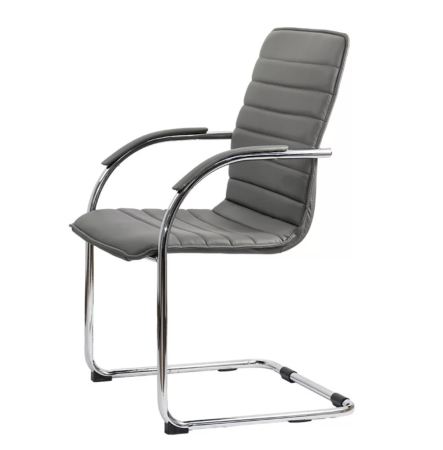 Scaun vizitator ELEGANCE, cadru cromat, piele ecologica, Gri [1]