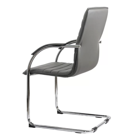 Scaun vizitator ELEGANCE, cadru cromat, piele ecologica, Gri [3]
