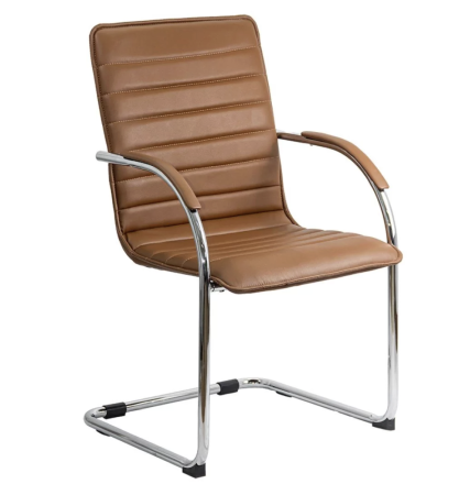 Scaune de conferinta - Scaun vizitator ELEGANCE, cadru cromat, piele ecologica, Maro